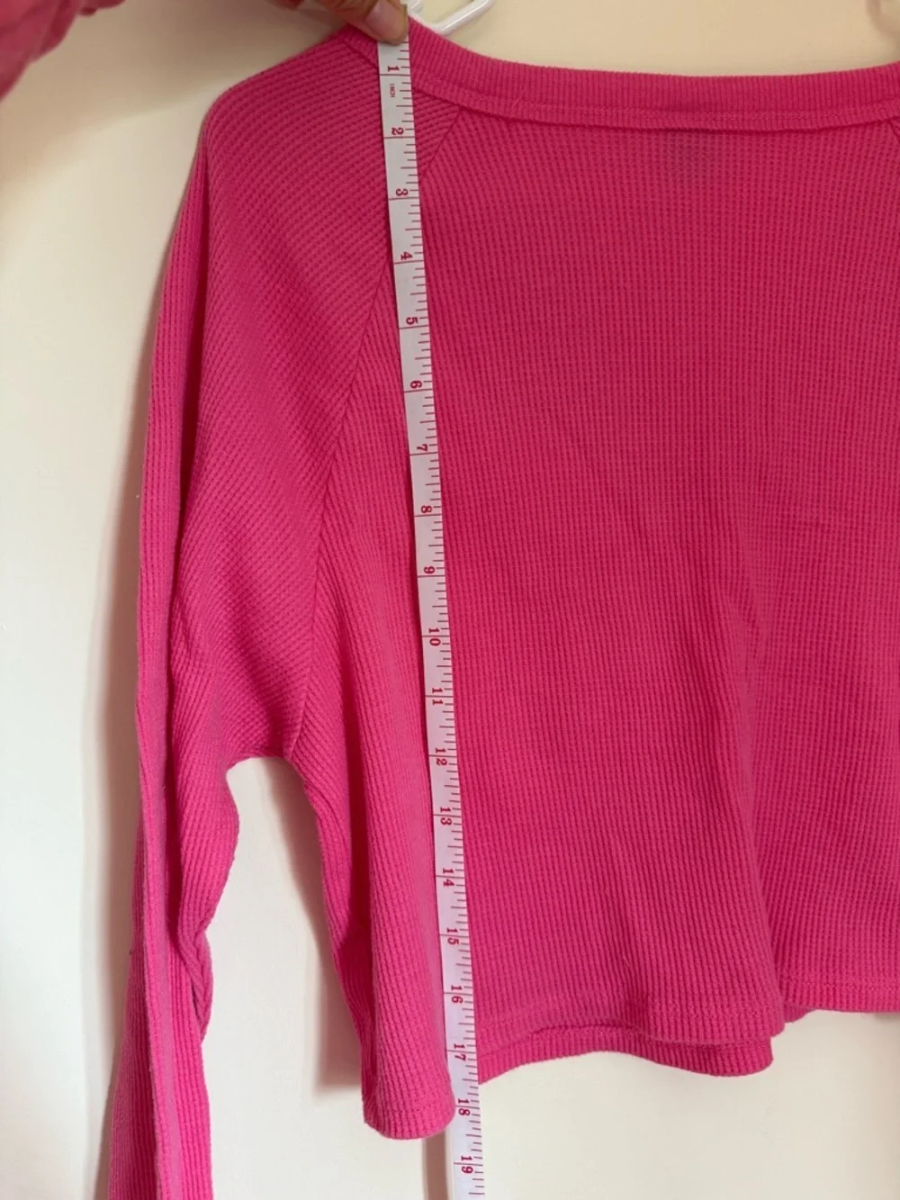 wild fable Bright Pink V-Notch Waffle Knit Long Sleeve Top - Picture 7 of 8